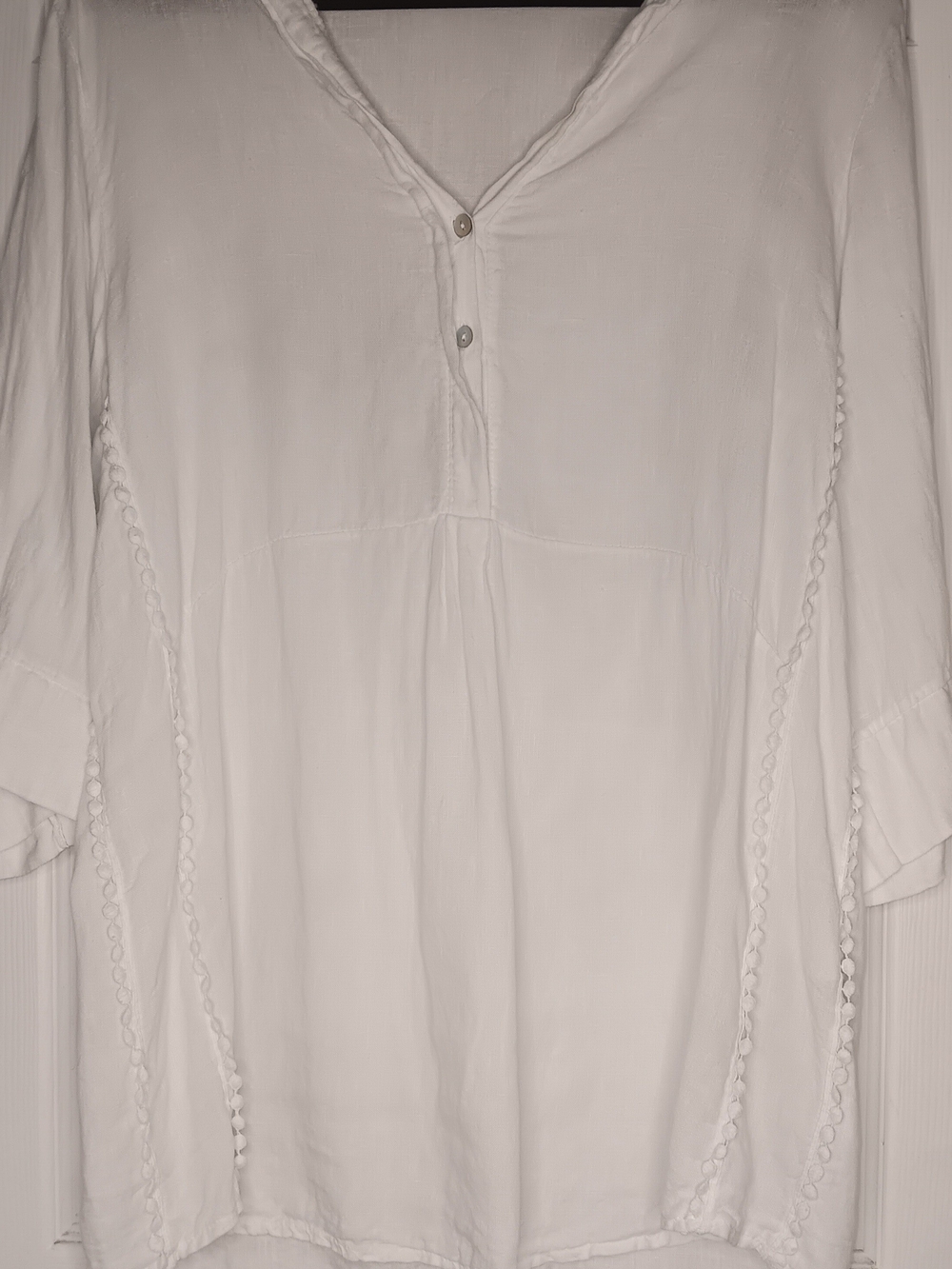 Women's White V-Neck Tunic with Side Detail